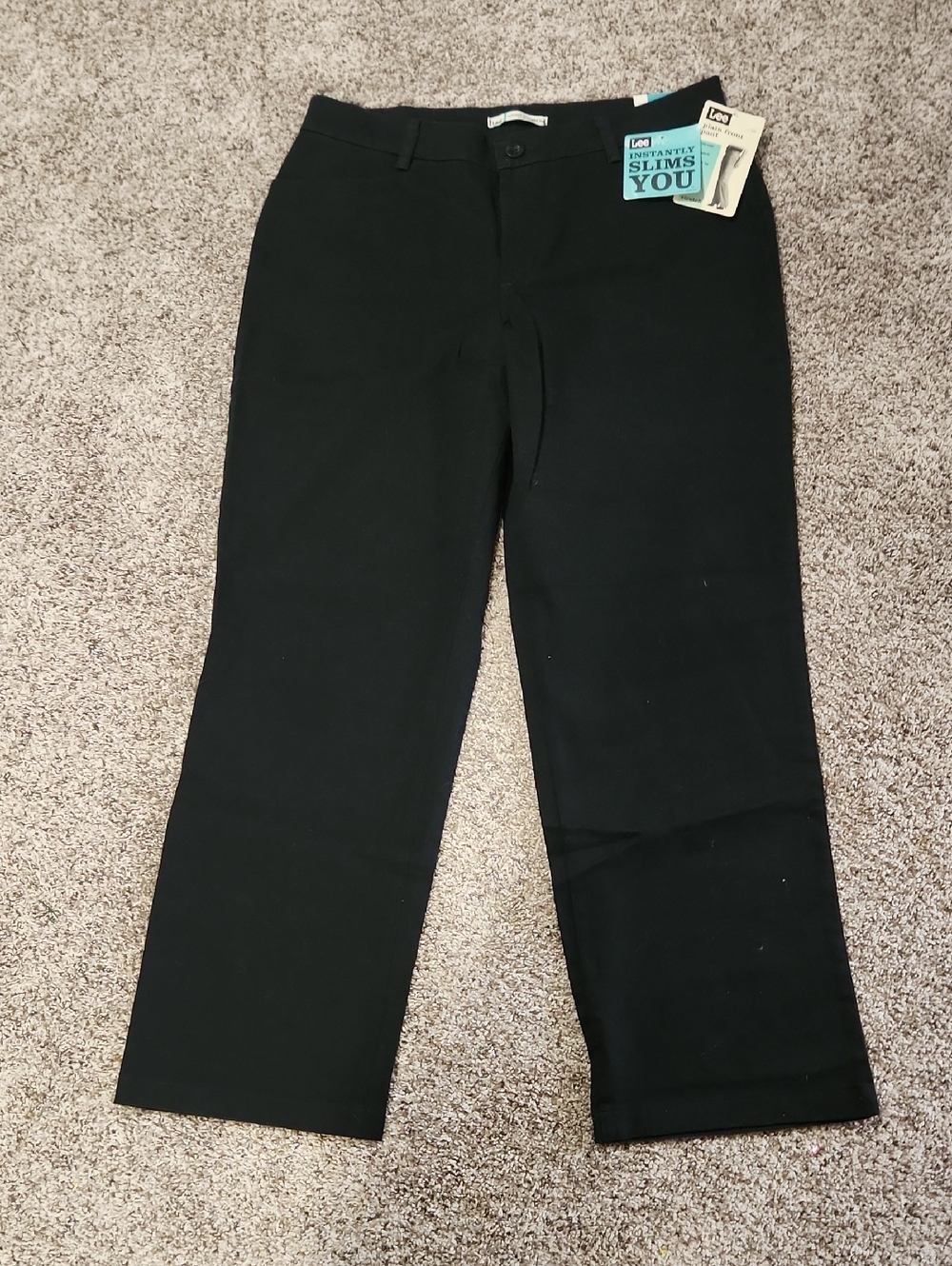 Host Pick Lee Black Plain Front Straight-Leg, Relaxed Fit Dress Pants size 14